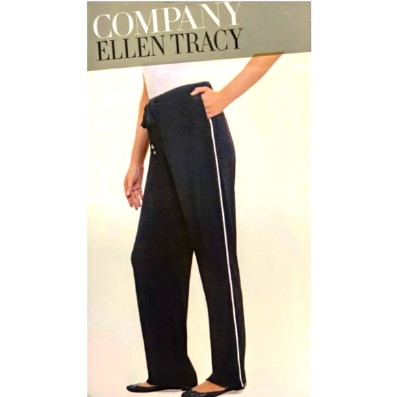Company Ellen Tracy Black Jogger Pants with White Side Stripes S - Picture 1 of 7